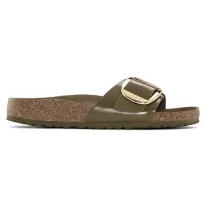 1024141-mules-femme-birkenstock-madrid-big-buckle-natural-leather-patent-high-shine-mud-green