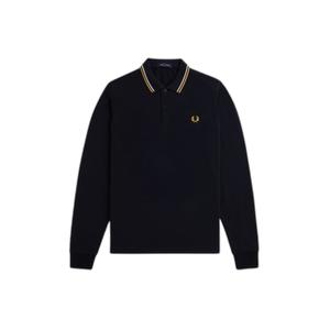 fpm3636-w53-polo-manches-longues-double-lisere-fred-perry-w53-navy-ecru-honeycomb