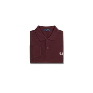 fpm6006-597-polo-manches-longues-fred-perry-plain-rouge-fonce-ecru