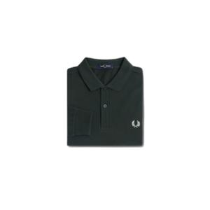 fpm6006-t50-polo-manches-longues-fred-perry-plain-nightgreen-blanc-neige