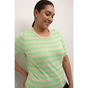 10582914-106995-t-shirt-rayures-femme-kaffe-curve-lizzy-feather-gray-mel-green