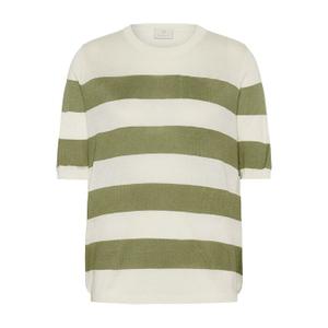 10509304-108106-blouse-en-tricot-femme-kaffe-loren-chalk-oil-green-wide-stripe