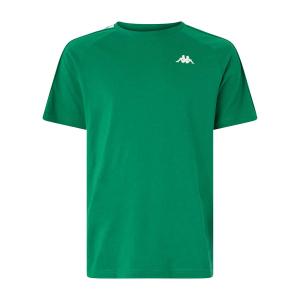 303uv10-o09-t-shirt-kappa-coen-slim-222-banda-green-tee-white