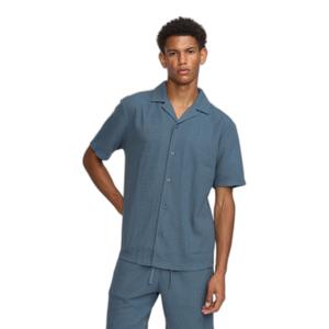 3177-blue-chemise-cubaine-avec-petit-motif-gaufre-tridimensionnel-revolution-blue