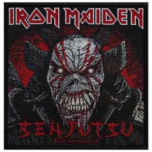 p1311-patch-textile-rock-a-gogo-iron-maiden-senjutsu-eddie-face-noir-rouge-blanc-10x10-2-cm