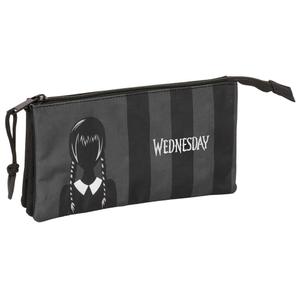 8412688565054-trousse-triple-safta-wednesday-noir-gris-22x3x12-cm
